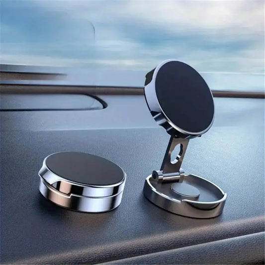 Magnetic Car Phone Holder,Alloy Folding Magnetic Phone Mount,[2 Metal Plate][360° Rotation]Black