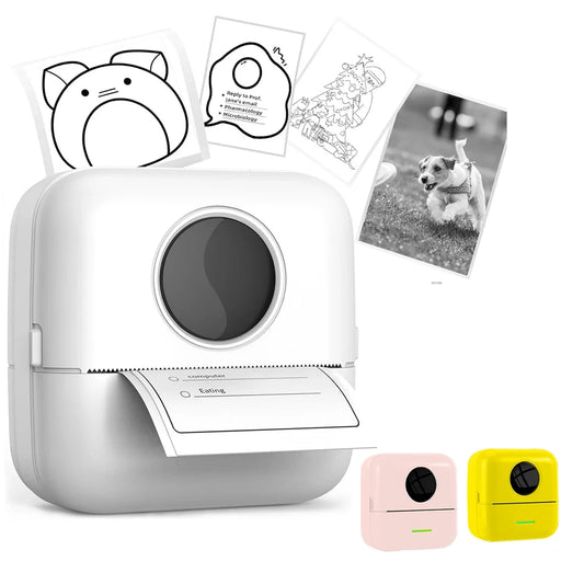 Mini Printer, Portable Thermal Printer, Inkless Sticker Maker, Free Cut Small Pocket Printer for Pictures, Photos, Journals